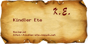 Kindler Ete névjegykártya